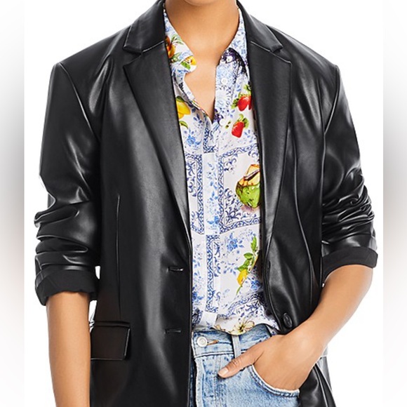 ALICE + OLIVIA Willa Puff Sleeve Fruit Market Blouse Top Shirt Medium 100% Silk - Picture 14 of 16